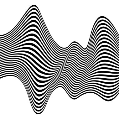 Siyah dalgalı çizgiler. Operasyon sanatı. Geometrik tasarım