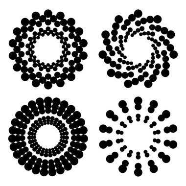 Soyut siyah yarım tonlu noktalar kümesi yuvarlak formda