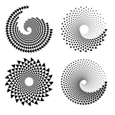 Sarmal formda siyah soyut üçgen çizgiler kümesi