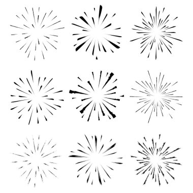 Siyah grunge radyal hız çizgileri. Çember biçimi