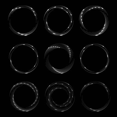 Beyaz soyut çizgiler dizisi. Yuvarlak form