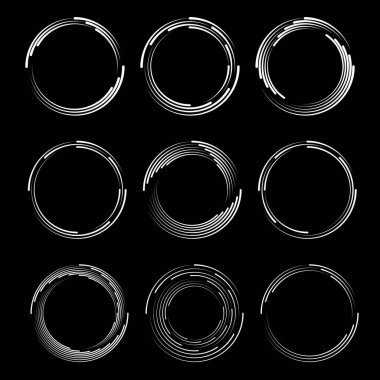 Beyaz vektör hız çizgileri kümesi. Yuvarlak form