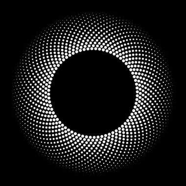 Beyaz soyut yarım tonlu noktalar daire şeklinde