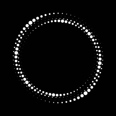 Beyaz vektör yarım ton noktalı çizgiler daire şeklinde