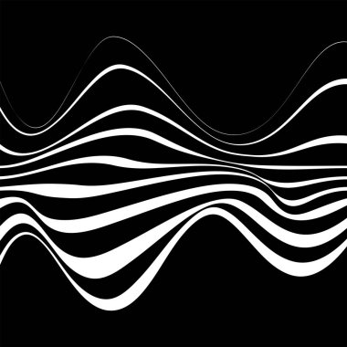 Siyah arkaplanda beyaz dalgalı vektör çizgileri