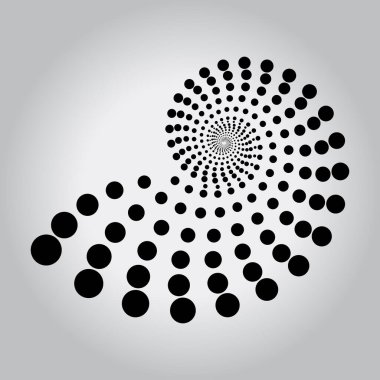 Girdap şeklinde soyut siyah noktalı hız çizgileri. Yarı ton noktalar