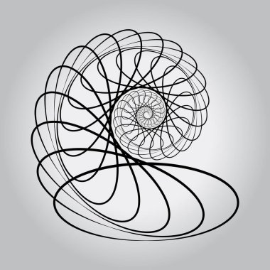 Soyut siyah dönen elips spiral formda