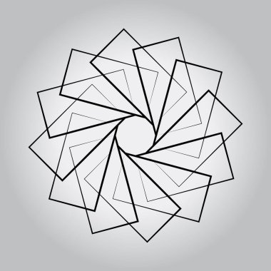 Çember şeklinde döndürülmüş soyut siyah dikdörtgenler