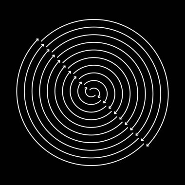 Ok başlıklı yuvarlak biçimli soyut beyaz çizgiler