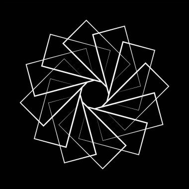 Çember şeklinde döndürülmüş soyut beyaz dikdörtgenler