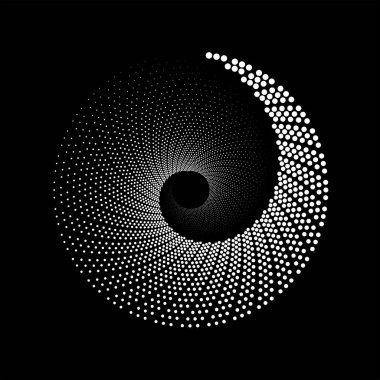 Yarım tonlu noktalı beyaz spiral şekil