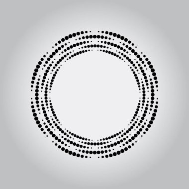 Çember şeklinde siyah soyut çizgiler. Yarı ton noktalar