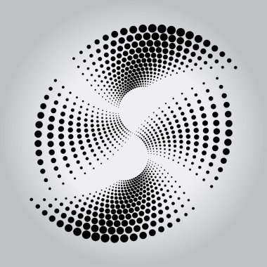 Yarım tonlu siyah noktalar daire şeklinde.