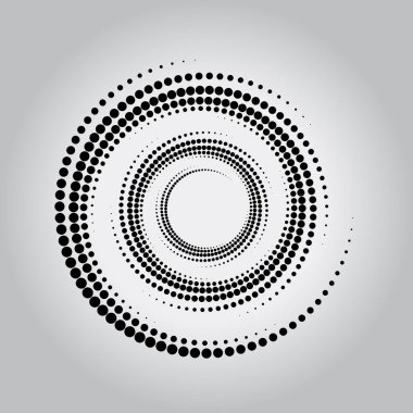 Yarım tonlu noktalı siyah spiral şekil