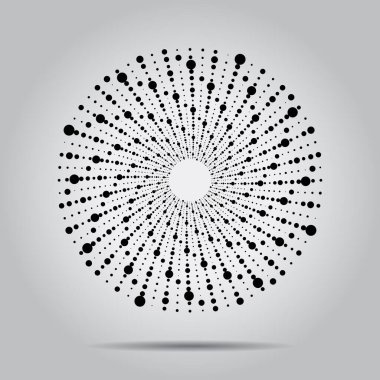 Daire şeklinde siyah vektör çizgileri. Yarı ton noktalar