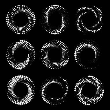 Soyut beyaz yarım tonlu noktalar. Çember biçimi