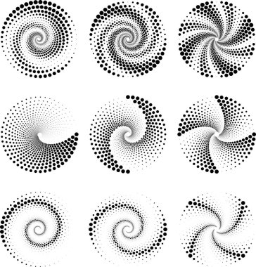 Siyah noktalı çizgiler. Sarmal biçim