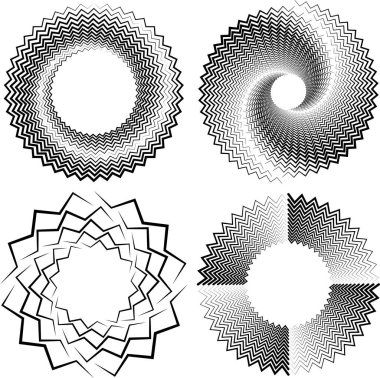 Çember şeklinde siyah farklı şekiller kümesi