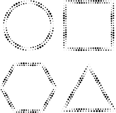 Siyah geometrik şekiller kümesi. Yarı ton noktalar