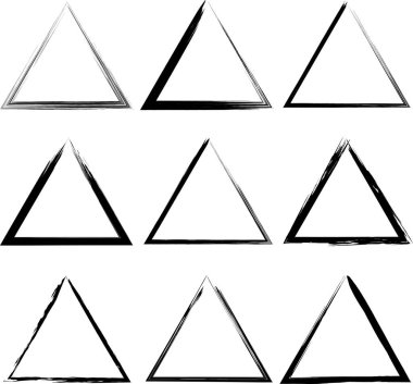 Siyah grunge boya fırçası şekilleri. Üçgen biçimi