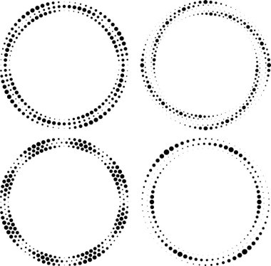 Yuvarlak şekilli siyah şekiller. Yarı ton noktalar
