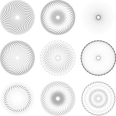 Çember şeklinde siyah noktalı çizgiler. Yarı ton noktalar
