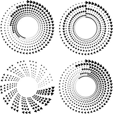 Soyut çember şeklinde siyah küçük üçgenler kümesi