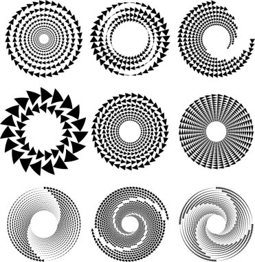 Bir dizi siyah üçgen çizgisi. Çember biçimi