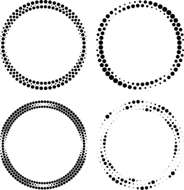 Siyah vektör yarım ton noktalar kümesi daire şeklinde