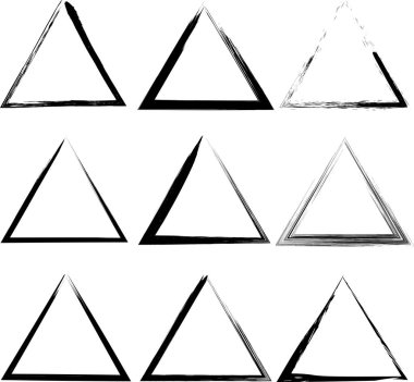 Siyah vektör grunge boya fırçası şekilleri. Üçgen biçimi