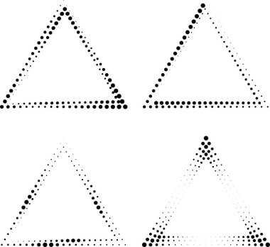 Siyah vektör yarım ton noktaları kümesi. Üçgen biçimi