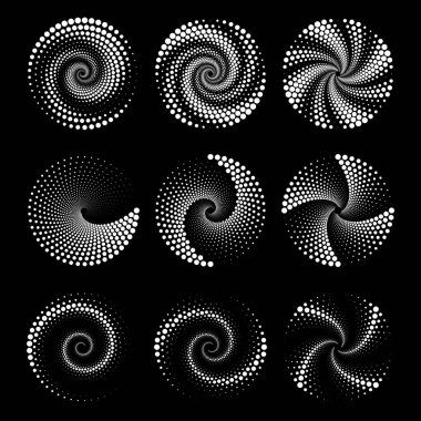 Beyaz noktalı çizgiler. Sarmal biçim