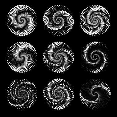 Yarım tonlu beyaz noktalar. Sarmal biçim