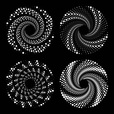 Girdap şeklinde beyaz yuvarlak şekiller. Yarı ton noktalar.