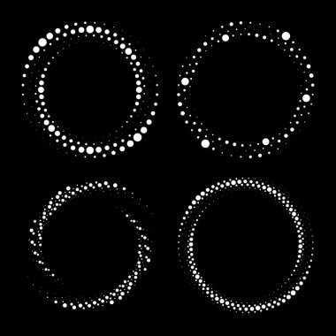 Sarmal formda beyaz şekiller. Yarı ton noktalar