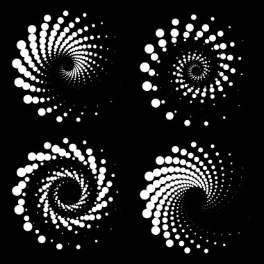 Yarım tonlu noktalı sarmal şeklinde beyaz şekiller.