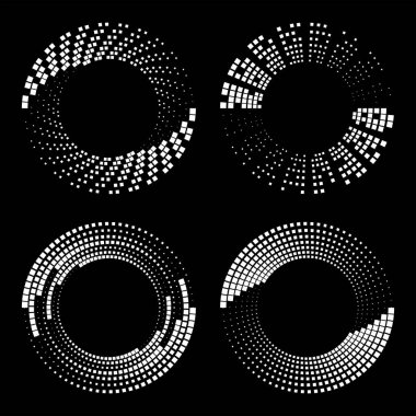 Soyut çember şeklinde beyaz küçük kareler kümesi
