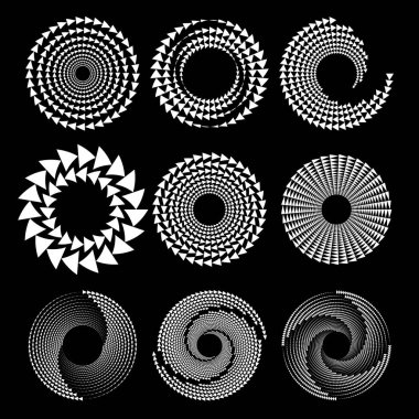 Beyaz üçgen çizgileri. Çember biçimi