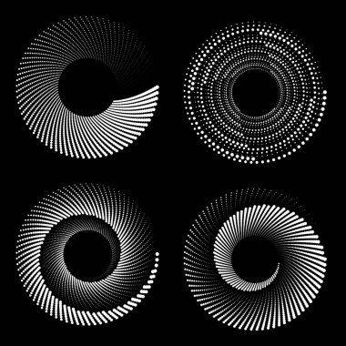 Yarım ton noktalı sarmal biçiminde beyaz vektör çizgileri.