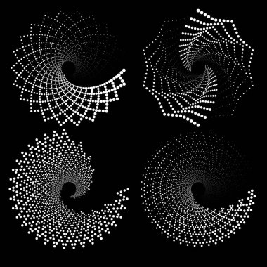 Sarmal formda beyaz zig zag yarım ton noktalar kümesi