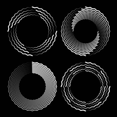 Sarmal şekillerde beyaz zigzag dalgalı benekli şekiller.