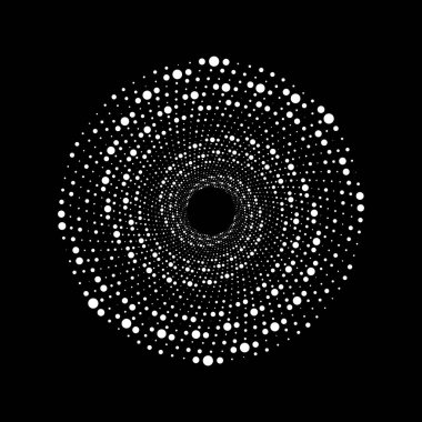 Sarmal şekildeki beyaz soyut şekil. Yarı ton noktalar
