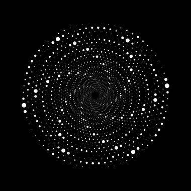Girdap şeklinde beyaz yuvarlak bir şekil. Yarı ton noktalar