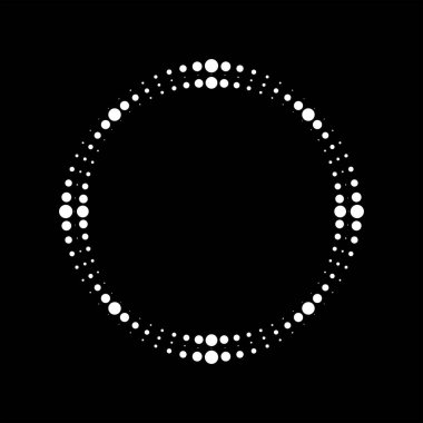 Daire şeklinde beyaz vektör şeklinde. Yarı ton noktalar