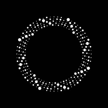  Beyaz vektör şekli yuvarlak. Yarı ton noktalar