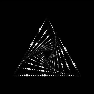 Üçgen şeklinde beyaz vektör. Yarı ton noktalar