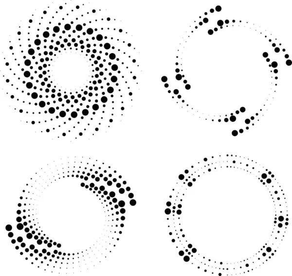 Набор Абстрактных Черных Фигур Форме Круга Половинчатые Точки Векторная Графика