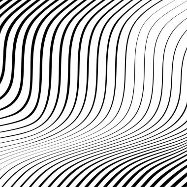 Beyaz arka planda soyut siyah dalgalı çizgiler. Tek renkli desen