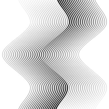 Abstract black wavy vector stripes on a white background clipart