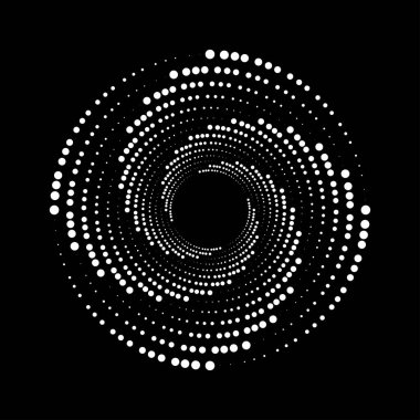 Soyut beyaz yarım tonlu noktalar spiral şeklinde. Geometrik noktalı şekil.